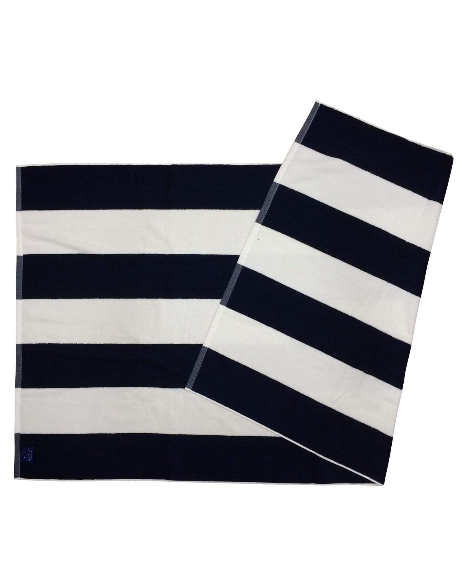 Striped Beach Towel TW07 Work Wear Australian Industrial Wear "162.5cm (L) 87.5cm (W)" Navy/White 